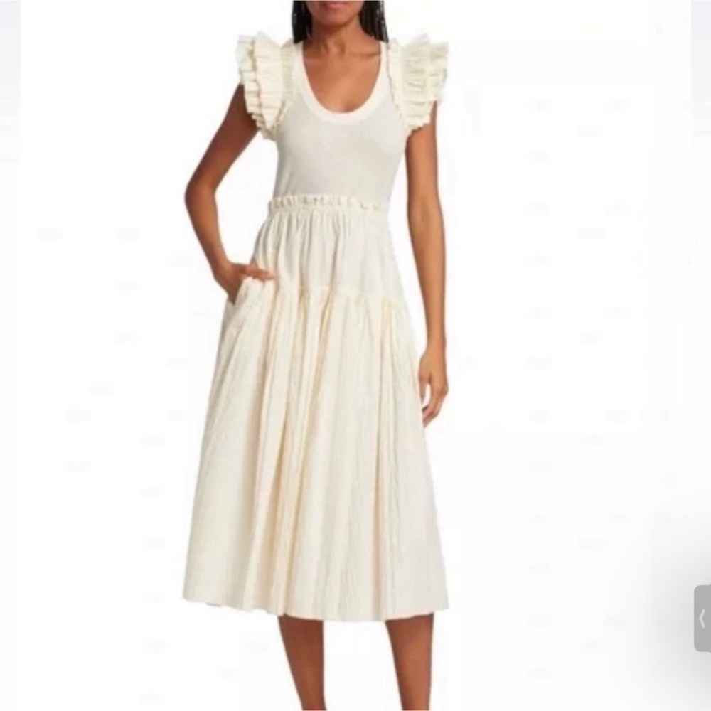 Ulla Johnson Virginia Ruffle Dress Midi Sz 4